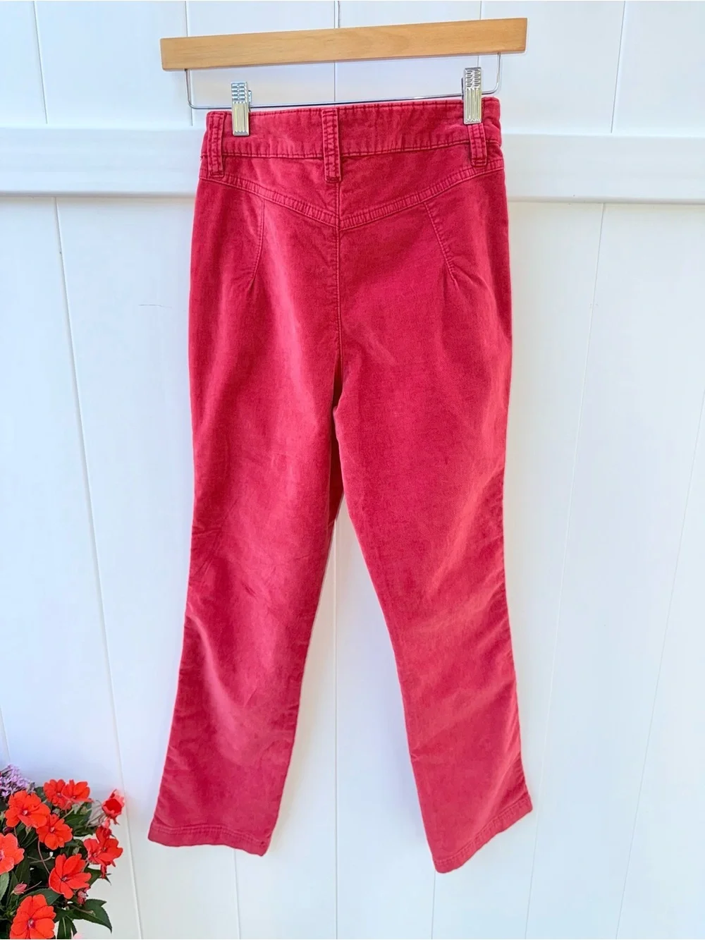Free People Red Corduroy High Time Velvet Kick Flare Pants
